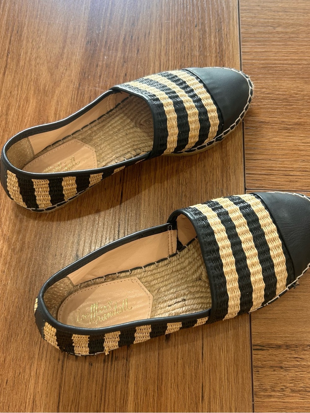 Loeffler Randall Black and Natural
Striped Espadrille Flats size 7.5